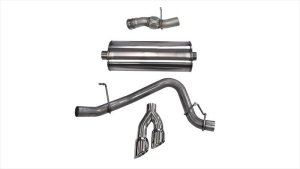 GMC Yukon Denali Performance Exhaust - Single Side Exit - CORSA Performance - Cat Back, Patented Reflective Sound Cancellation, Polished Pro-Series Tips - Polished - `15-`20